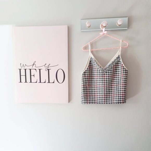 EUC Zara houndstooth print accent trim camisole, M - Picture 9 of 10